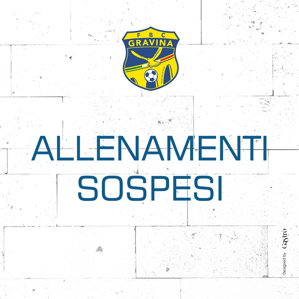 Gravina, sospesi gli allenamenti in seguito al decreto relativo al covid-19